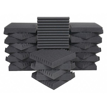 Acoustic Foam, 0.5 NRC, Foam, 12 in W, 12 in L, 2 in Thick, Gray, 24 PK MPN:WEDGIE_24