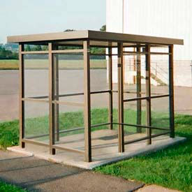 Heavy Duty Bus Smoking Shelter Flat Roof 4-Sided Left/Right Front Open 5' x 10' White ALS510A2FR-WHT