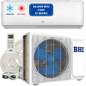 BHI Ductless Mini Split AC with Heat Pump 36000 BTU 17 SEER2 230V 16' Lineset White BHI-T17-36K230V-US-A