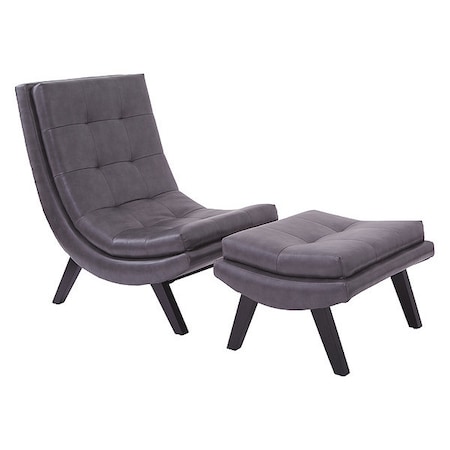 Collection: Tustin Lounge Chair And Ottoman Set, Wood Back, 25 in W Chair: 37