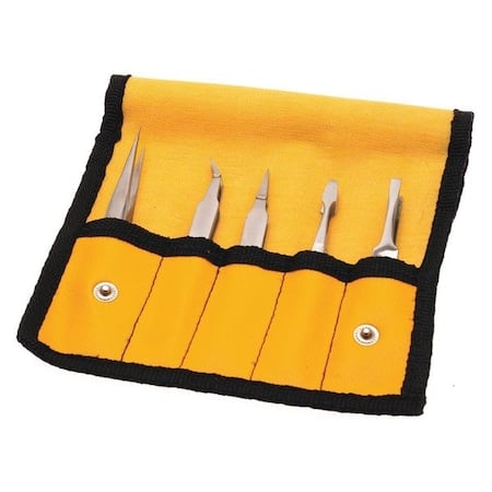 Tweezers, Set 5pcs., Gp In Plastic Pouch MPN:18473