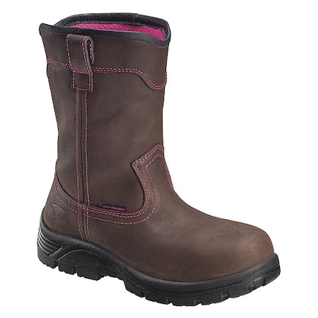 Women's Wellington Leather Boots, 9.5, W, Leather, Brown MPN:A7146