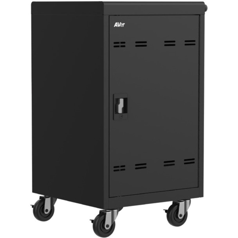AVer AVerCharge B30 30 Device Charging Cart - 4 Casters - 4in Caster Size - Metal - Black - For 30 Devices - 14in Screen Supported - CHRGEB030 MPN:CHRGEB030