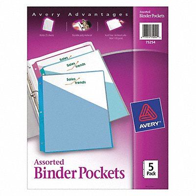 Binder Pockets Assorted PK5 MPN:AVE75254