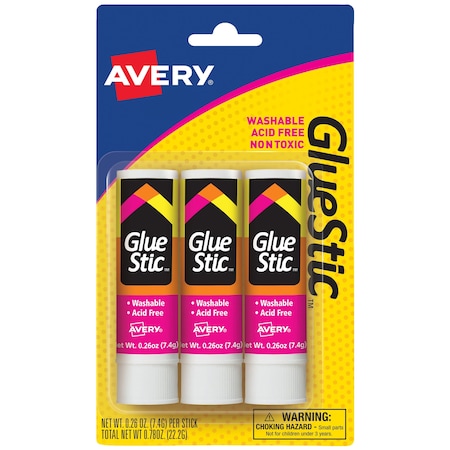 Glue Stick, White, 0.26 oz, 3 PK MPN:164