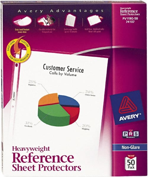 50 Pc Sheet Protector-Ring Binder: Clear MPN:74107 - Pkg Qty 50