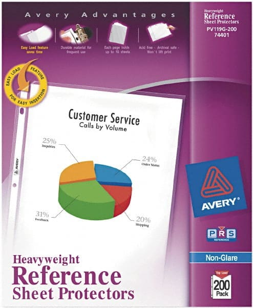 200 Pc Sheet Protector-Ring Binder: Clear MPN:74401 - Pkg Qty 200