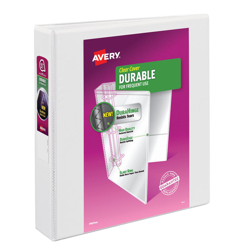Avery Durable View 3-Ring Binder, 1 1/2in D Rings, White MPN:17022EA