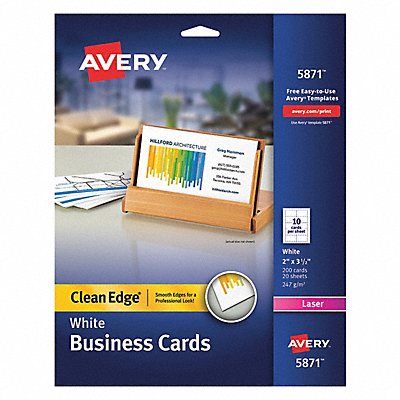 Laser Business Cards 2x3.5 White PK200 MPN:5871