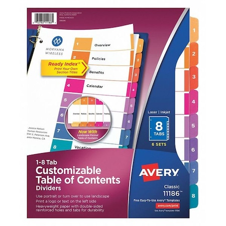 8 Tab Index Dividers, PK6 MPN:11186
