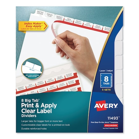 Index Maker, 8 Big Tabs, 5Sheets, White, PK5 MPN:11493