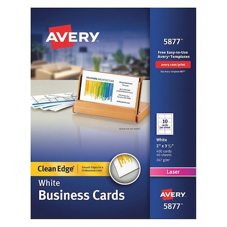 Laser Business Cards, 2x3.5, White, PK400 MPN:5877
