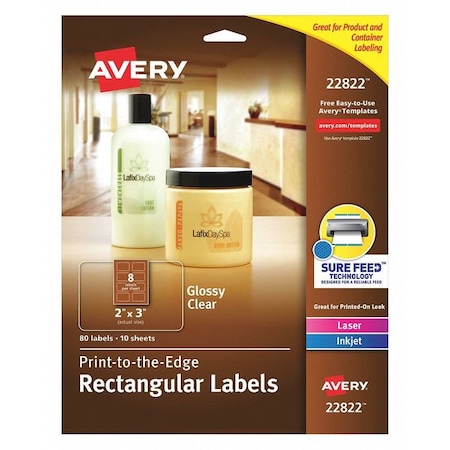 Label, 2x3, Glossy, Clear, PK80 MPN:22822
