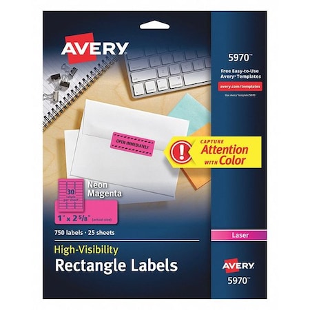 Magenta, Laser Labels, 1x2-5/8, PK750 MPN:5970