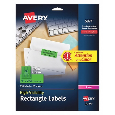 Laser Labels, 1x2-5/8, PK750 MPN:5971