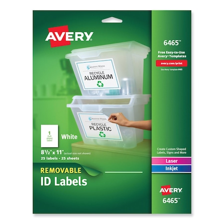 Laser Labels, White, PK25 MPN:6465