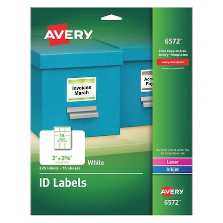 ID Label, 2x2, White, PK225 MPN:6572
