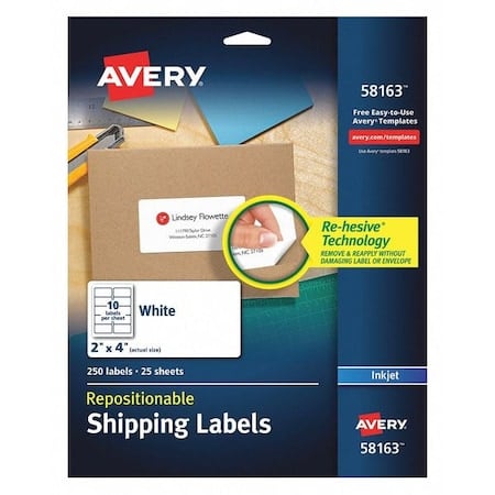 Mailing Labels, 10Up, White, PK25 MPN:58163