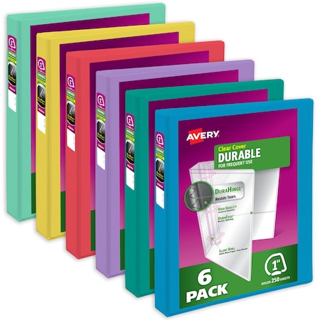 Binder, Assorted Bright Color, Durable, PK6 MPN:05631