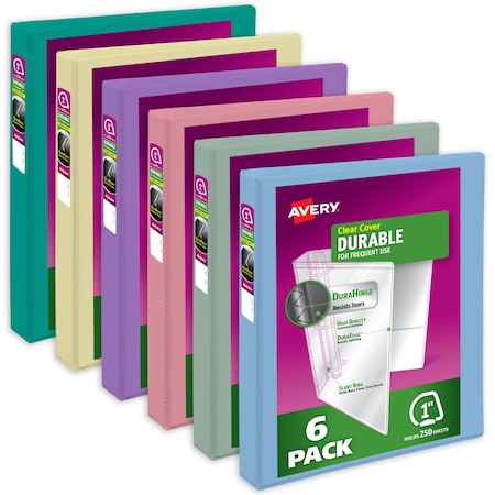 Binder, Assorted Pastel Color, Durable, PK6 MPN:05632