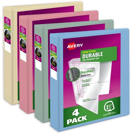 Assorted View Binder, Pastel Colors, PK4 MPN:05634