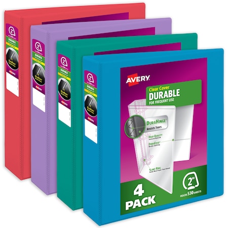 Assorted View Binder, Bright Colors, PK4 MPN:05635