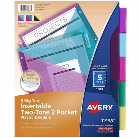 Big Tab Insertable Plastic Dividers, Two MPN:11988