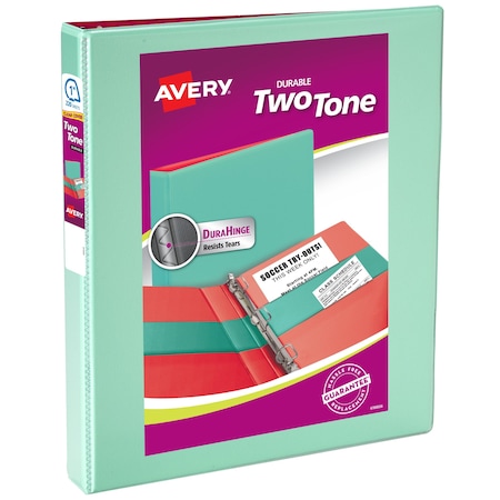 Two-Tone Durable View Binder, Mint/Coral MPN:17288