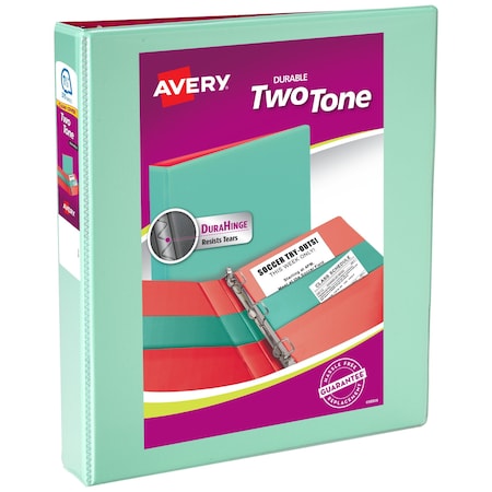 Two-Tone Durable View Binder, Mint/Coral MPN:17289