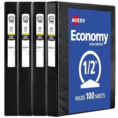 Economy View 3 Ring Binders, 0.5 in, PK4 MPN:17701