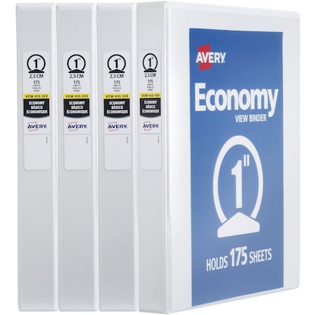 Economy View 3 Ring Binders, 1 in, PK4 MPN:19200
