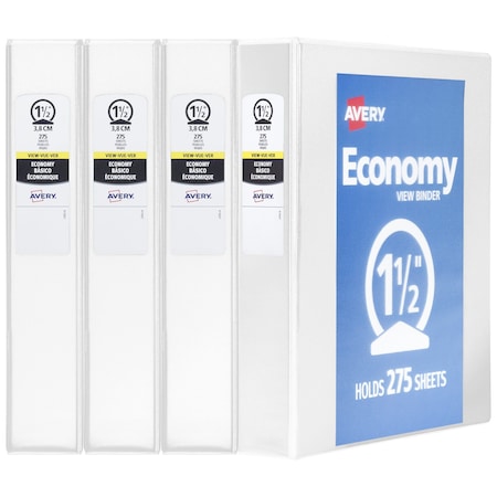Economy View 3 Ring Binders, 1.5 in, PK4 MPN:19201