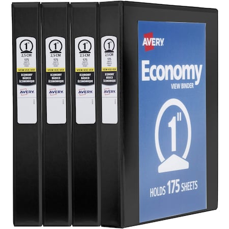 Economy View 3 Ring Binders, 1 in, PK4 MPN:19203