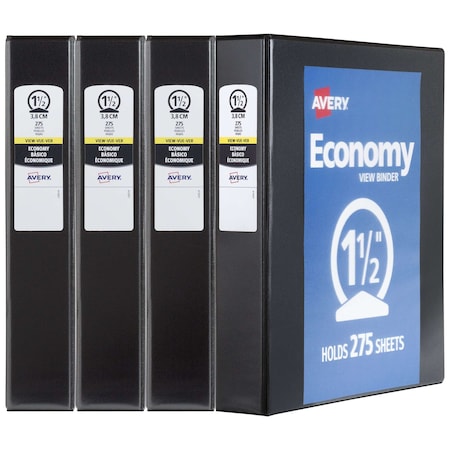 Economy View 3 Ring Binders, 1.5 in, PK4 MPN:19204