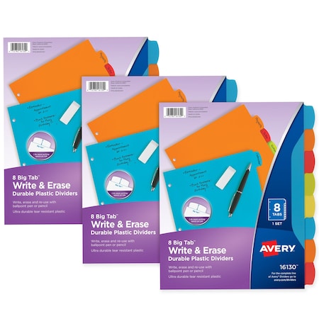 Big Tab Write and Erase Plastic, PK3 MPN:21210