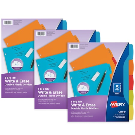 Big Tab Write and Erase Durabl Plast, PK3 MPN:21212