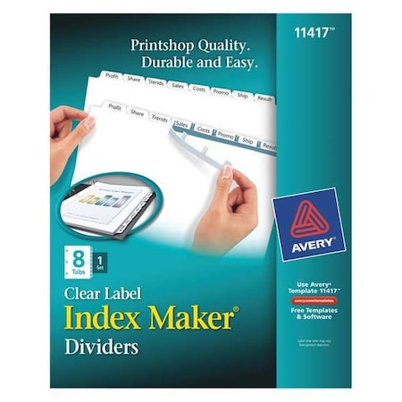 Avery Index Maker Clear Label Dividers 11417, 8-Tab Set, White MPN:7278211417