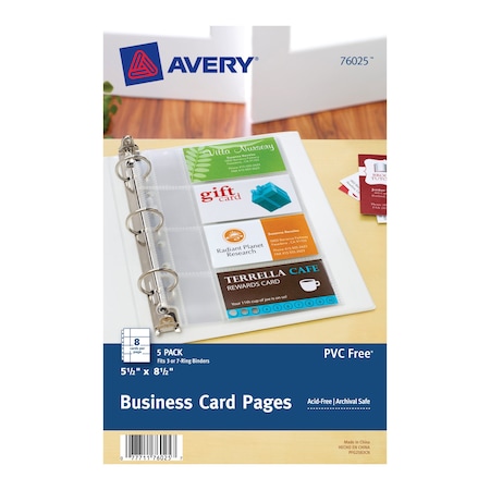 Clear Business Card Organizer Page, PK40 MPN:76025