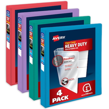 Binder, Assorted Bright Colors, PK4 MPN:79630