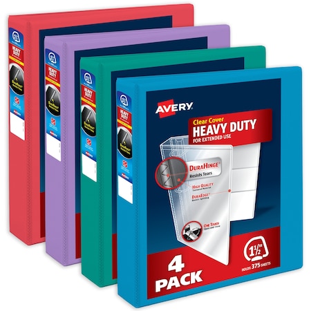 Binder, Assorted Bright Colors Heavy, PK4 MPN:79633