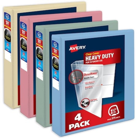 Binder, Assorted Pastel Colors Heavy, PK4 MPN:79634