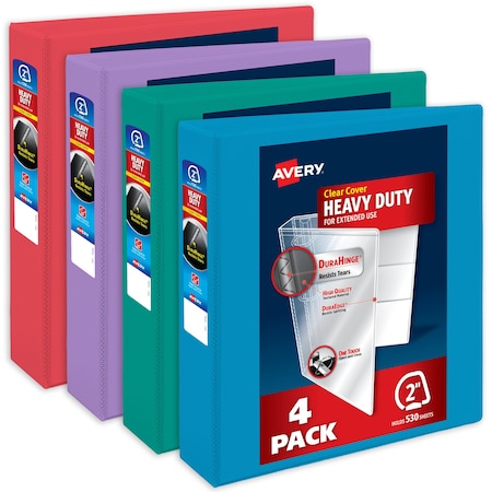 Binder, Assorted Bright Colors Heavy, PK4 MPN:79636