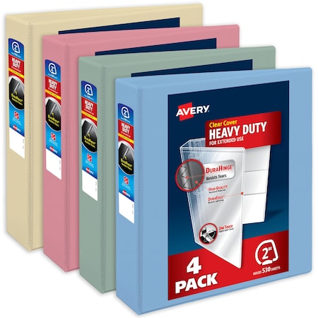 Binder, Assorted Pastel Colors Heavy, PK4 MPN:79637