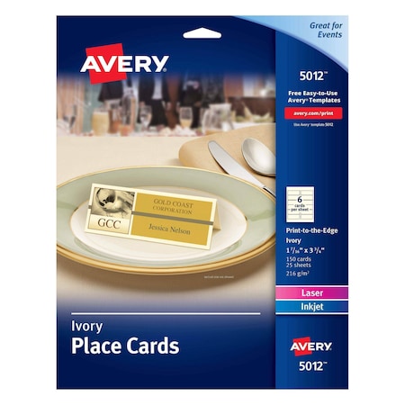 Ivory Place Cards, Two-Sided Prin, PK150 MPN:5012