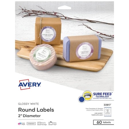 Printable Round Labels with Sure F, PK60 MPN:22817