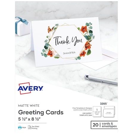 Half-Fold Greeting Cards, Matte, 5, PK20 MPN:3265