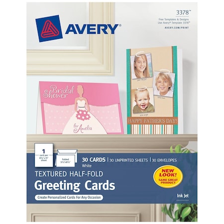 Printable Half-Fold Greeting Cards, PK30 MPN:3378