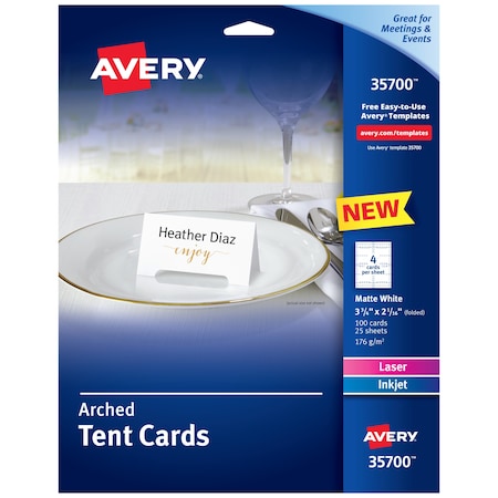 Arched Die-Cut Tent Cards, 2-1/16, PK100 MPN:35700