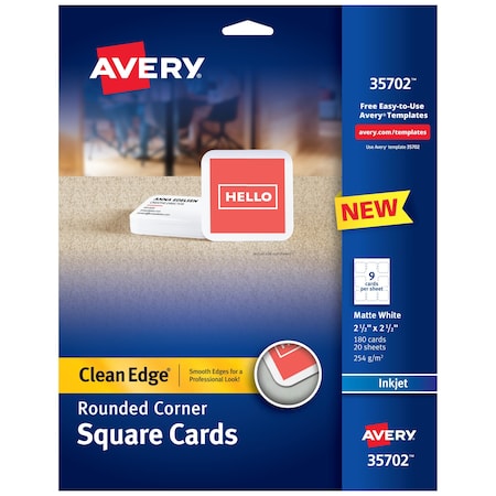 Square Cards with Rounded Edges, PK180 MPN:35702