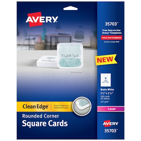 Square Cards with Rounded Edges, PK180 MPN:35703